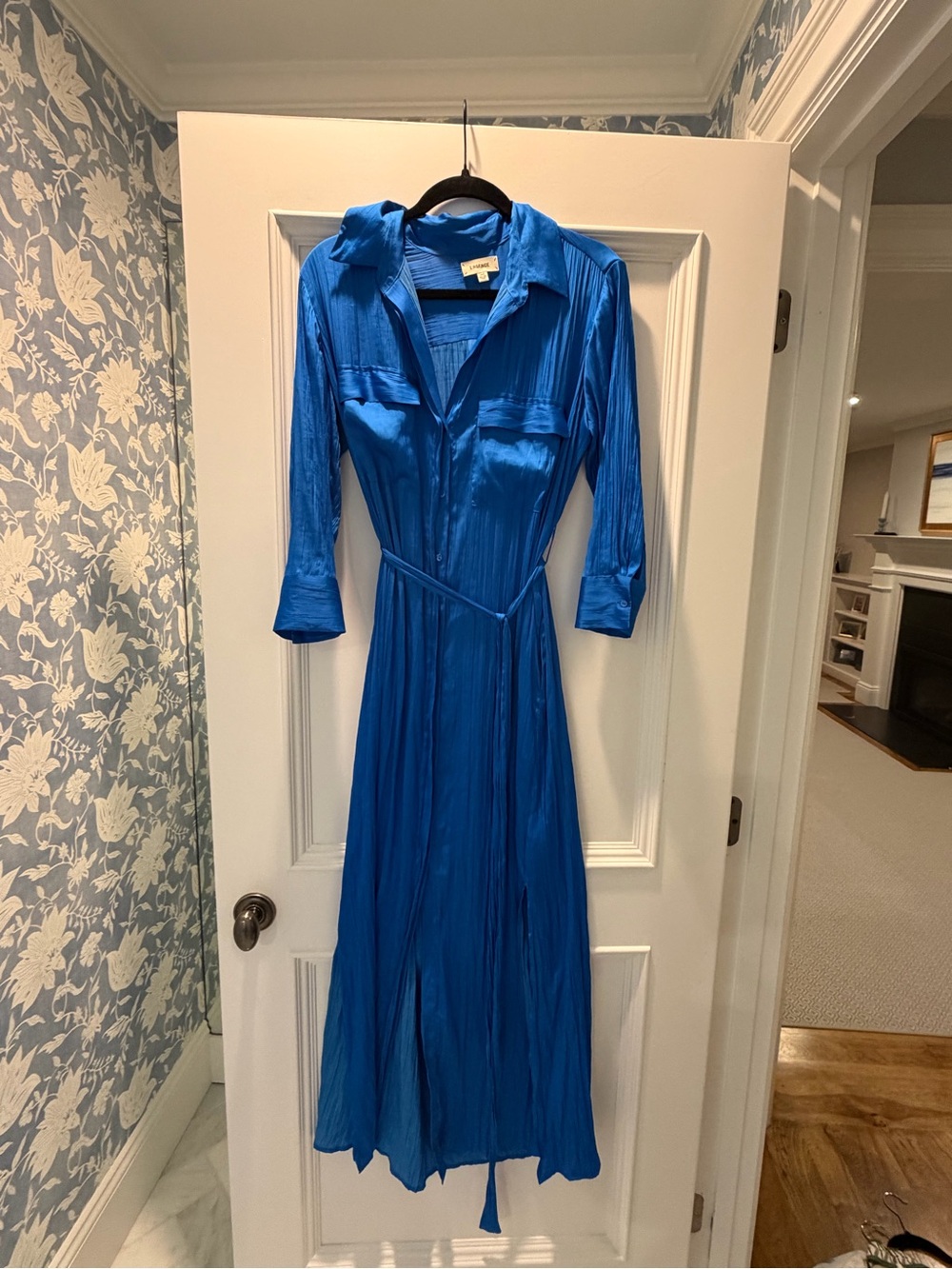 L'AGENCE Cobalt Blue Maxi Cameron Shirt Dress